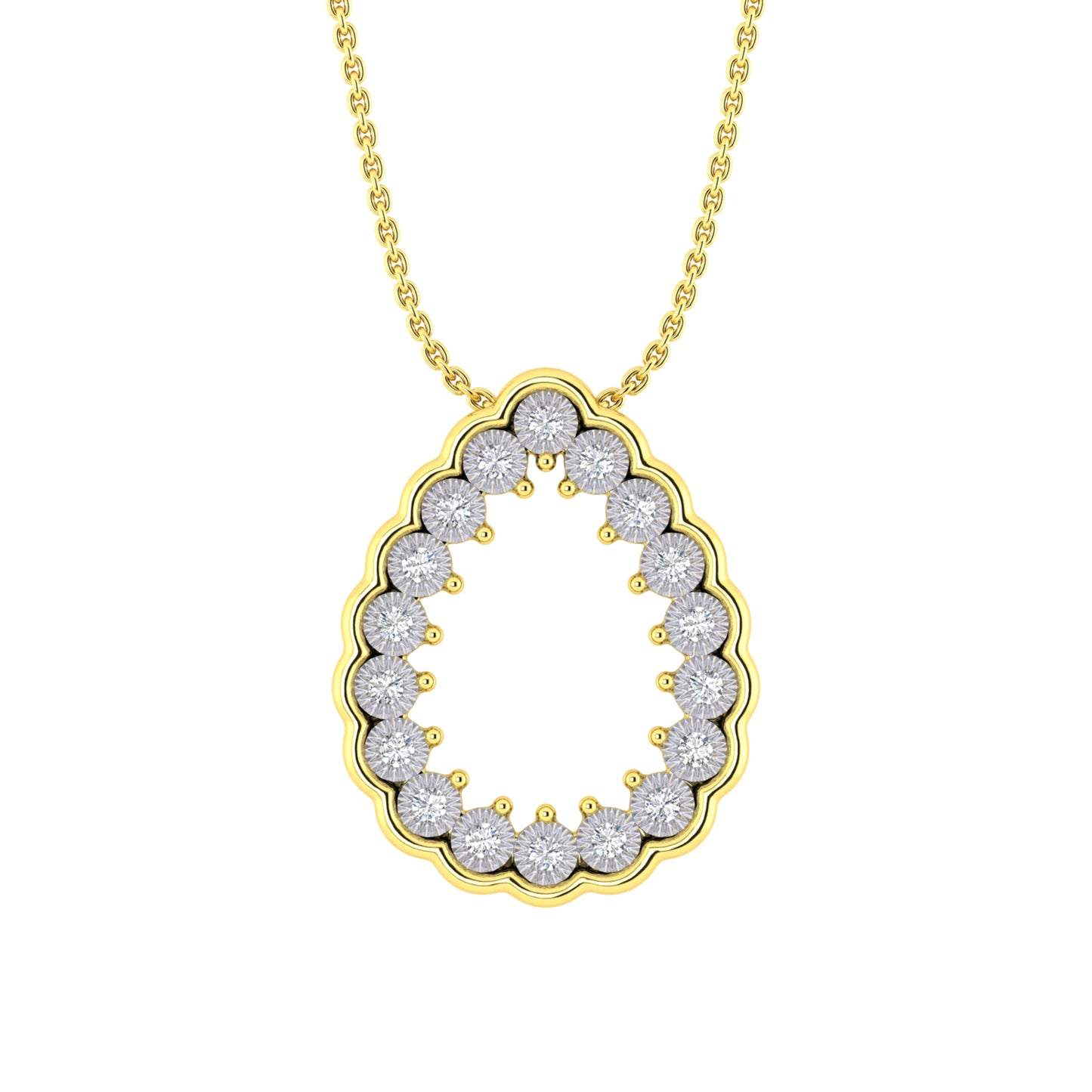 LADIES NECKLACE 0.20CT ROUND DIAMOND 10K YELLOW GOLD