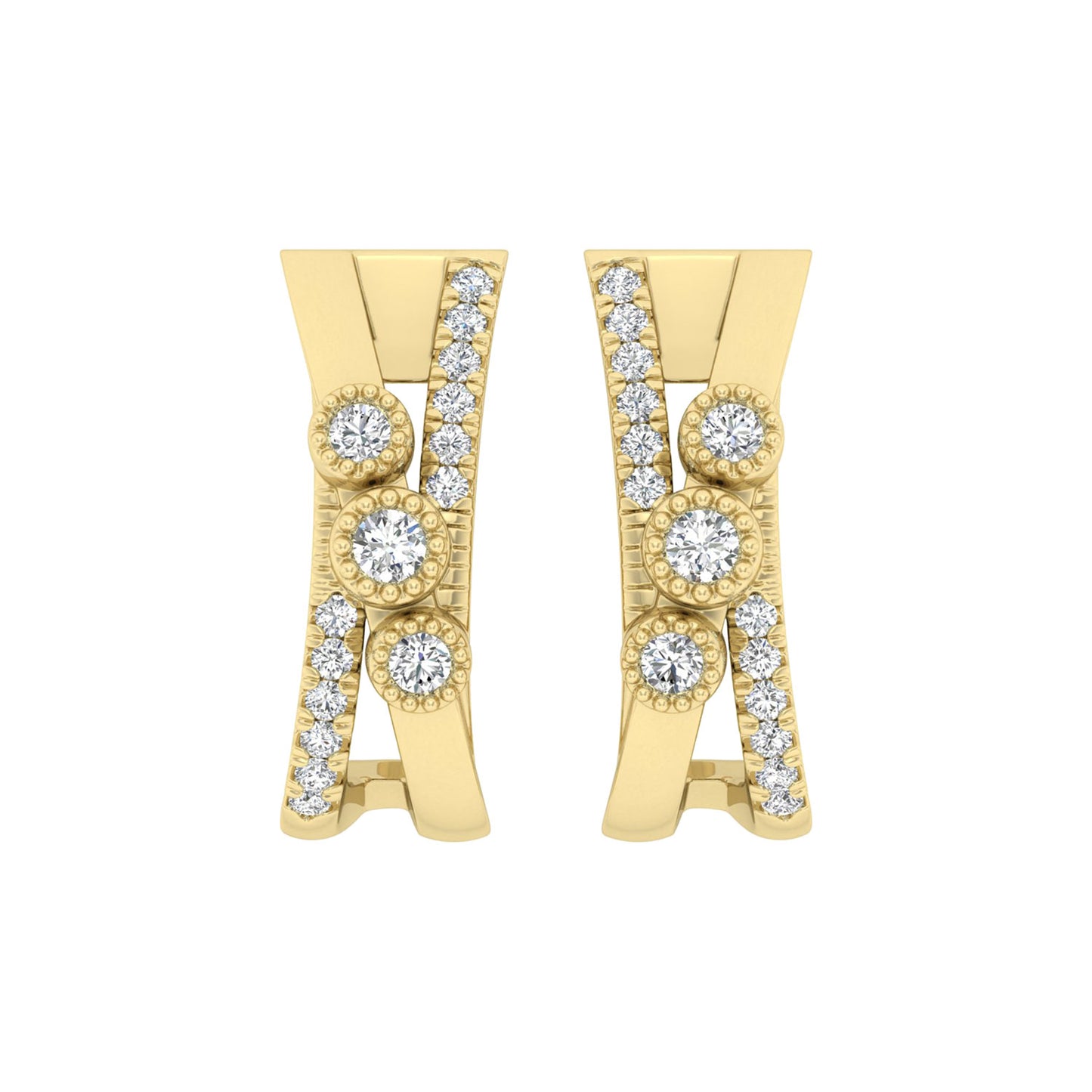 LADIES EARRINGS 0.30CT ROUND DIAMOND 10K YELLOW GOLD