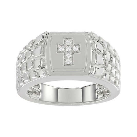 “Elegant Men’S Fashion Ring 0.10Ct Round Diamond Sterling Silver White Luxury Statement Jewelry For Men