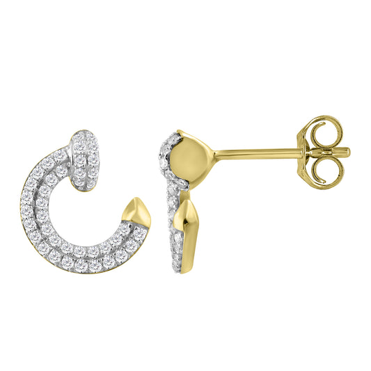 LADIES EARRINGS 0.30CT ROUND DIAMOND 10K YELLOW GOLD