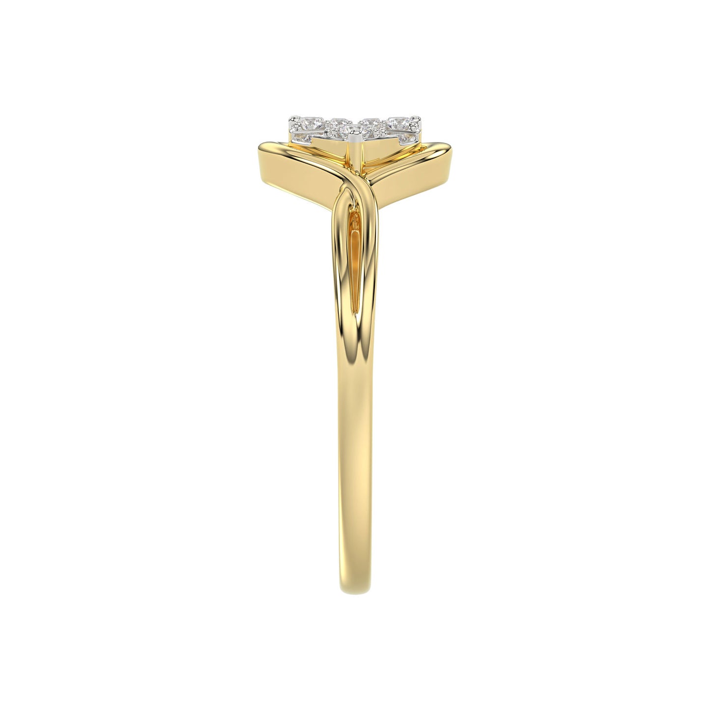 LADIES RING 0.15CT ROUND/BAGUETTE DIAMOND 10K YELLOW GOLD