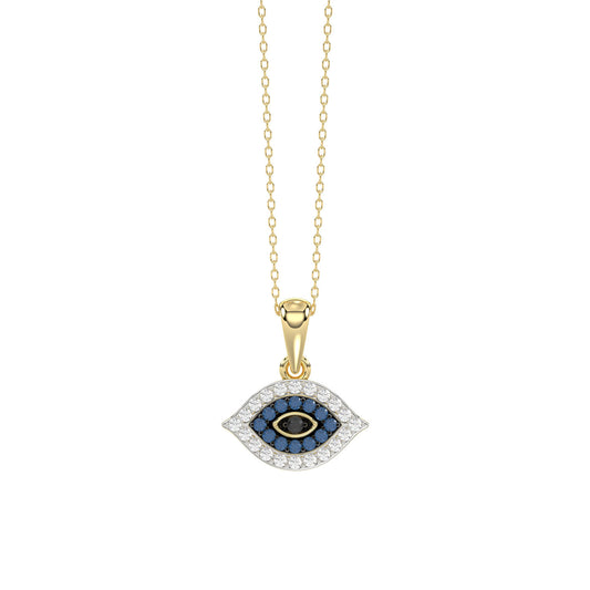 LADIES PENDANT 0.10CT ROUND/BLUE/BLACK DIAMOND 10K YELLOW GOLD