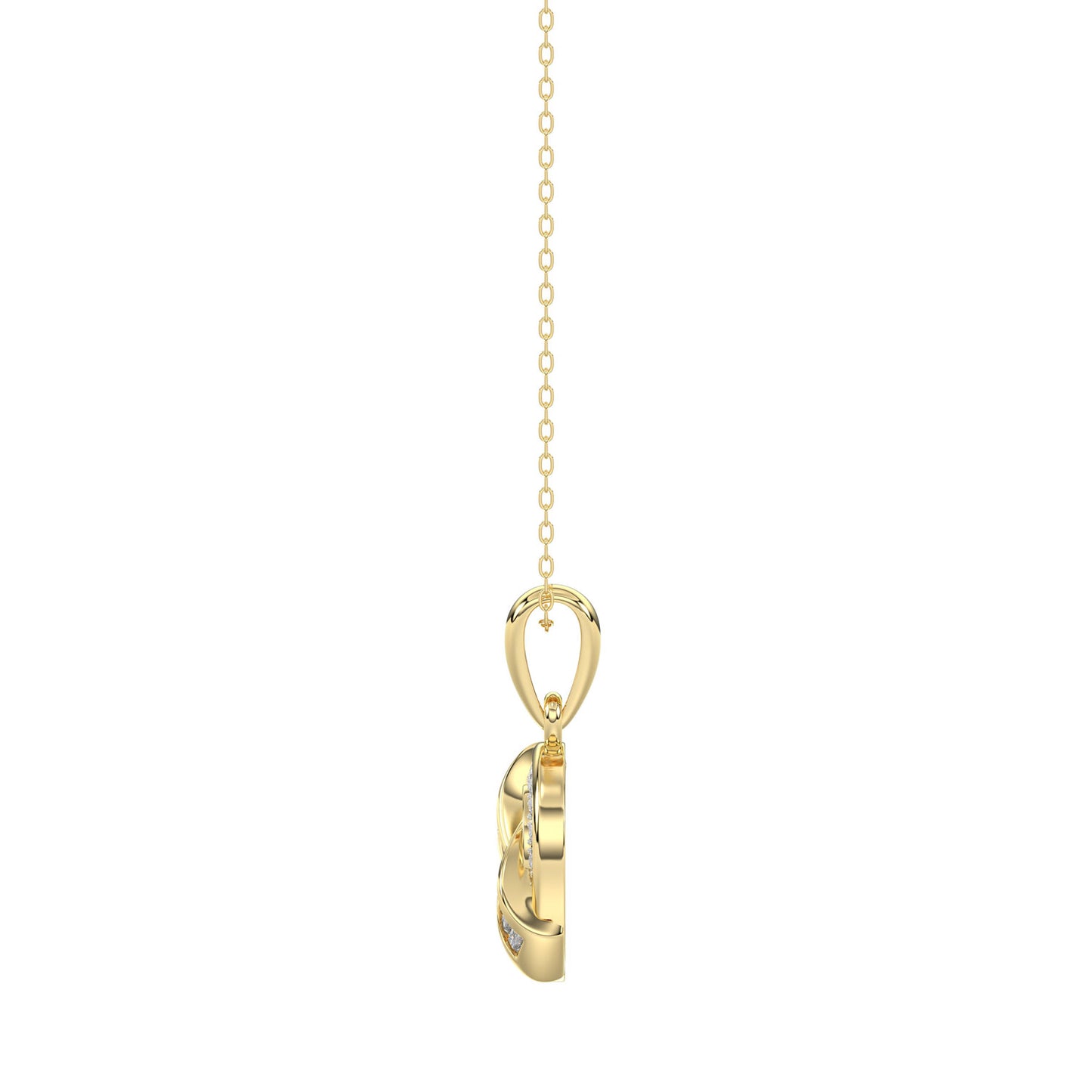 LADIES PENDANT 0.15CT ROUND/BAGUETTE DIAMOND 10K YELLOW GOLD