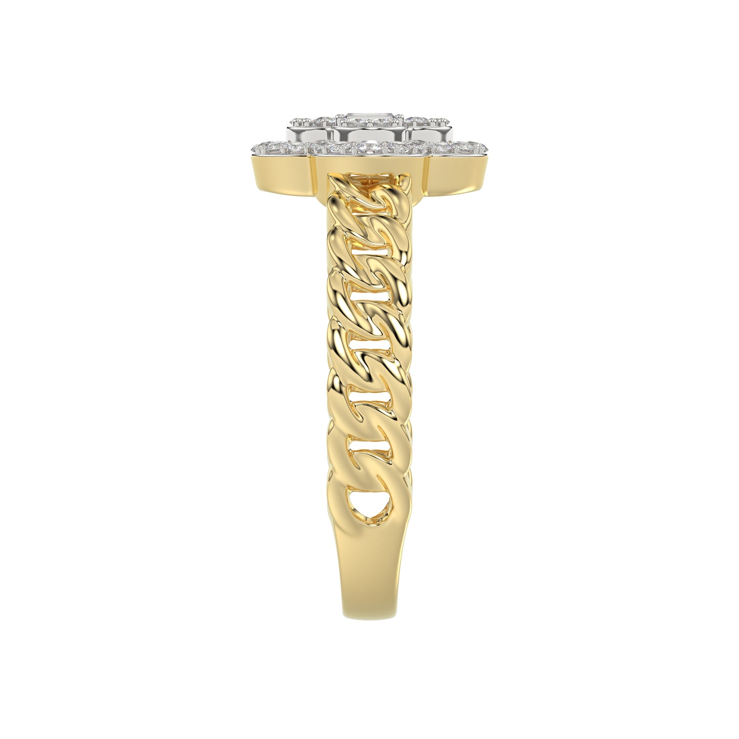 LADIES RING 0.25CT ROUND/BAGUETTE DIAMOND 10K YELLOW GOLD