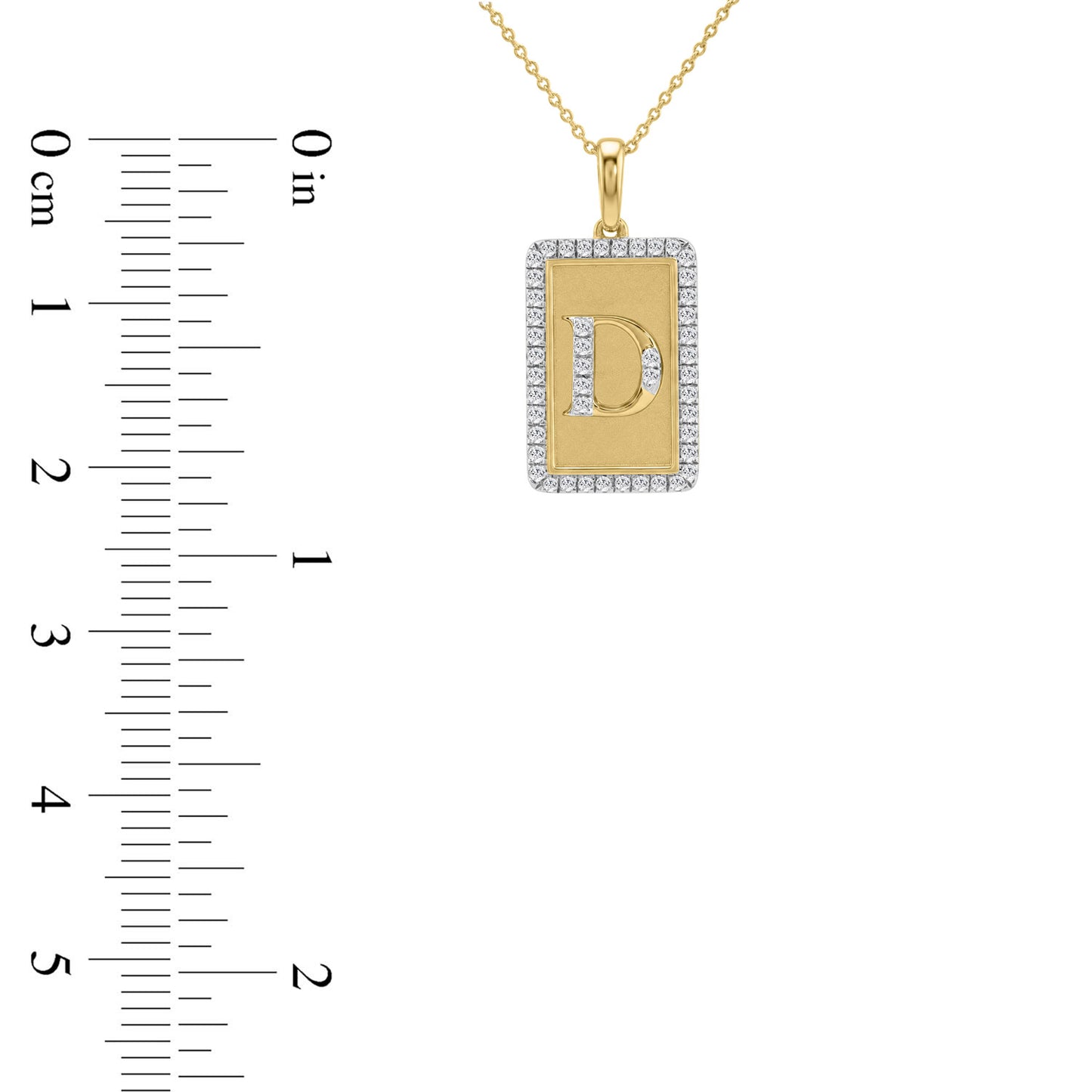 10K Yellow Gold letter 'D' Fashion Pendant With Chain - 0.20 CT Round Diamond Ladies Jewelry Gift