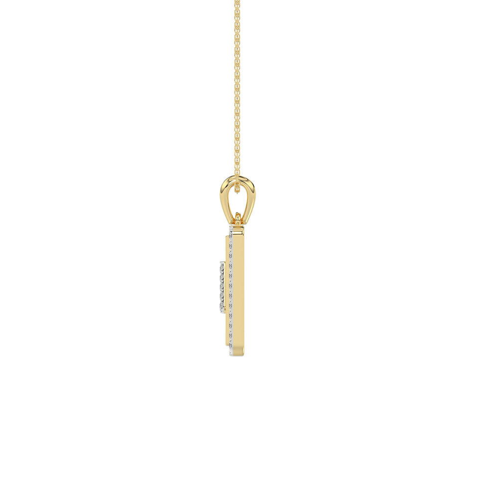 10K Yellow Gold letter 'G' Fashion Pendant With Chain - 0.20 CT Round Diamond Ladies Jewelry Gift