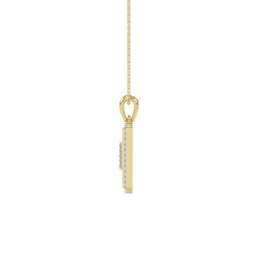 10K Yellow Gold letter 'G' Fashion Pendant With Chain - 0.20 CT Round Diamond Ladies Jewelry Gift