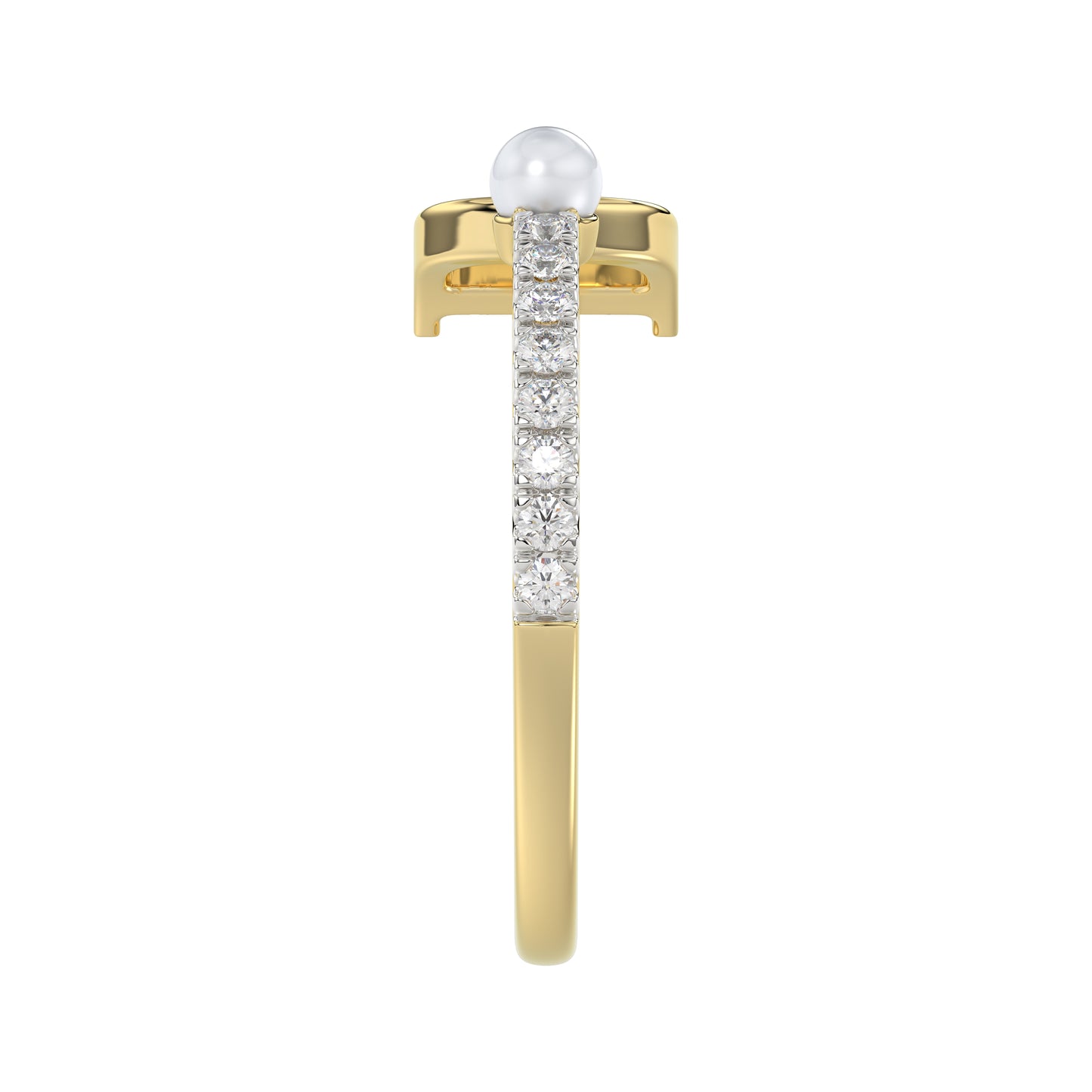 LADIES RING 0.10CT ROUND/PEARL DIAMOND 10K YELLOW GOLD