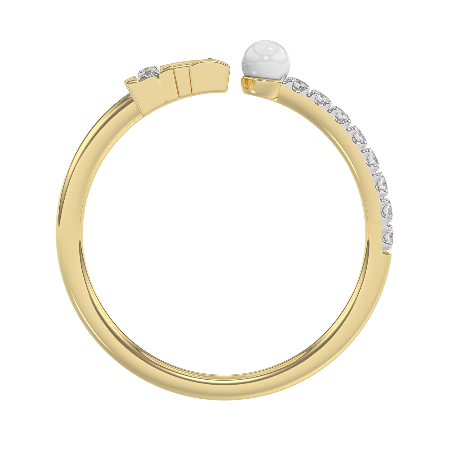 Women’S 10K Yellow Gold Letter “H” Diamond & Pearl Ring 0.10Ct Round Diamond Fine Jewelry