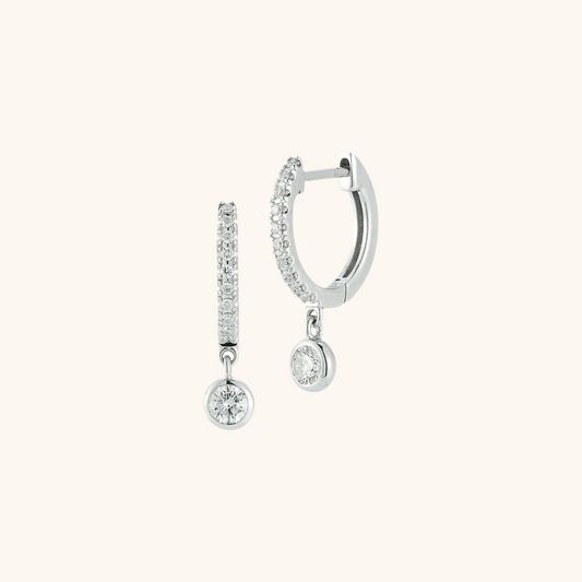 Diamond Huggie Earrings with Diamond Dangle