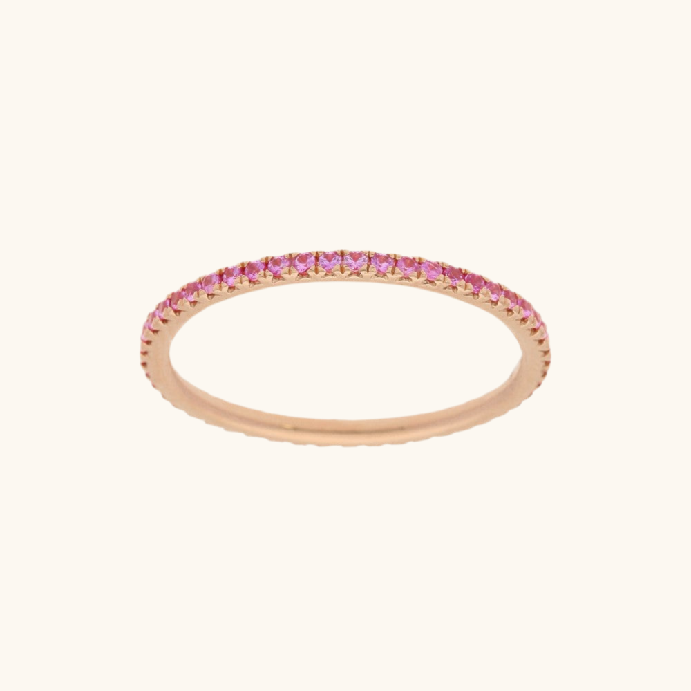 Rose Gold Pink Sapphire Eternity Band 14K