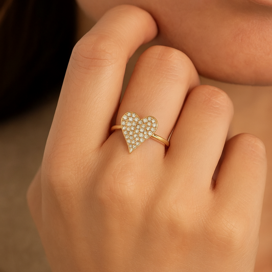 Pave Diamond Heart Ring