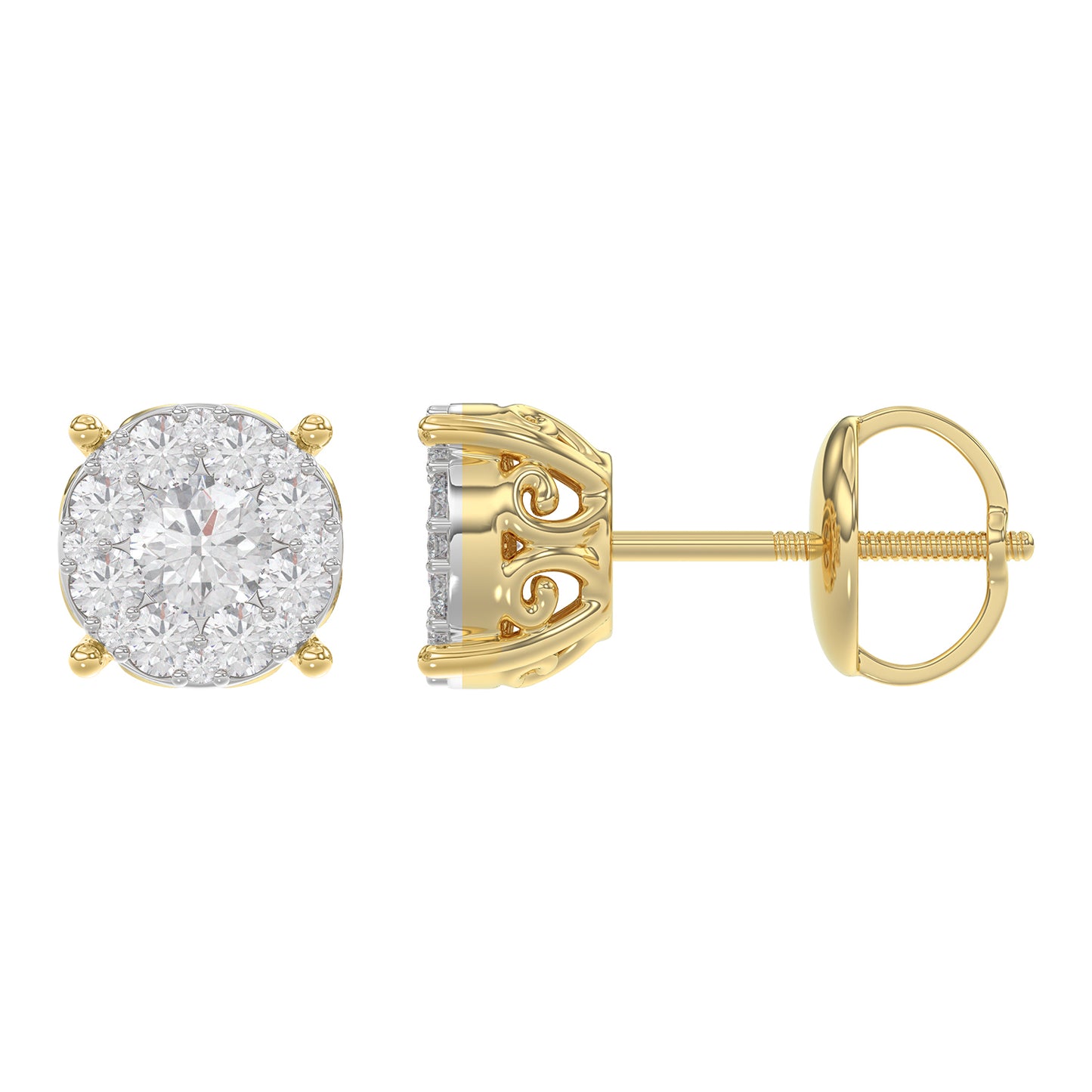 LADIES EARRINGS 0.30CT ROUND DIAMOND 14K YELLOW GOLD (SI QUALITY)
