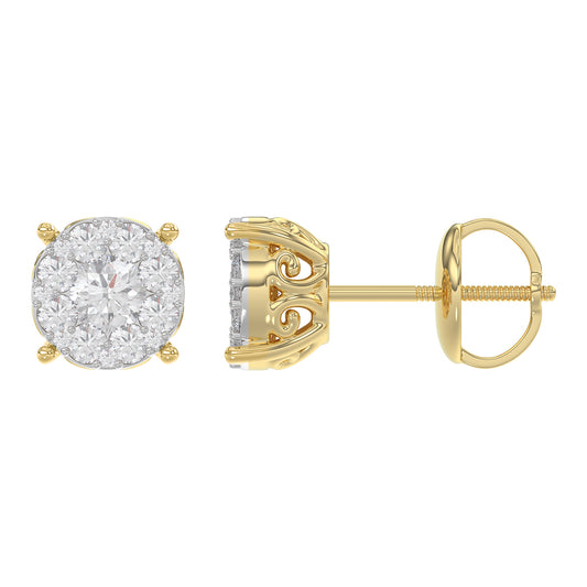 LADIES EARRINGS 0.30CT ROUND DIAMOND 14K YELLOW GOLD (SI QUALITY)