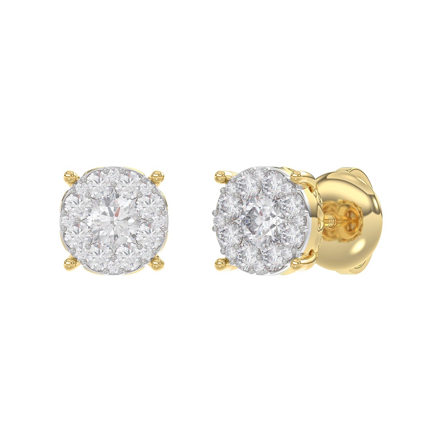 LADIES EARRINGS 0.30CT ROUND DIAMOND 14K YELLOW GOLD (SI QUALITY)
