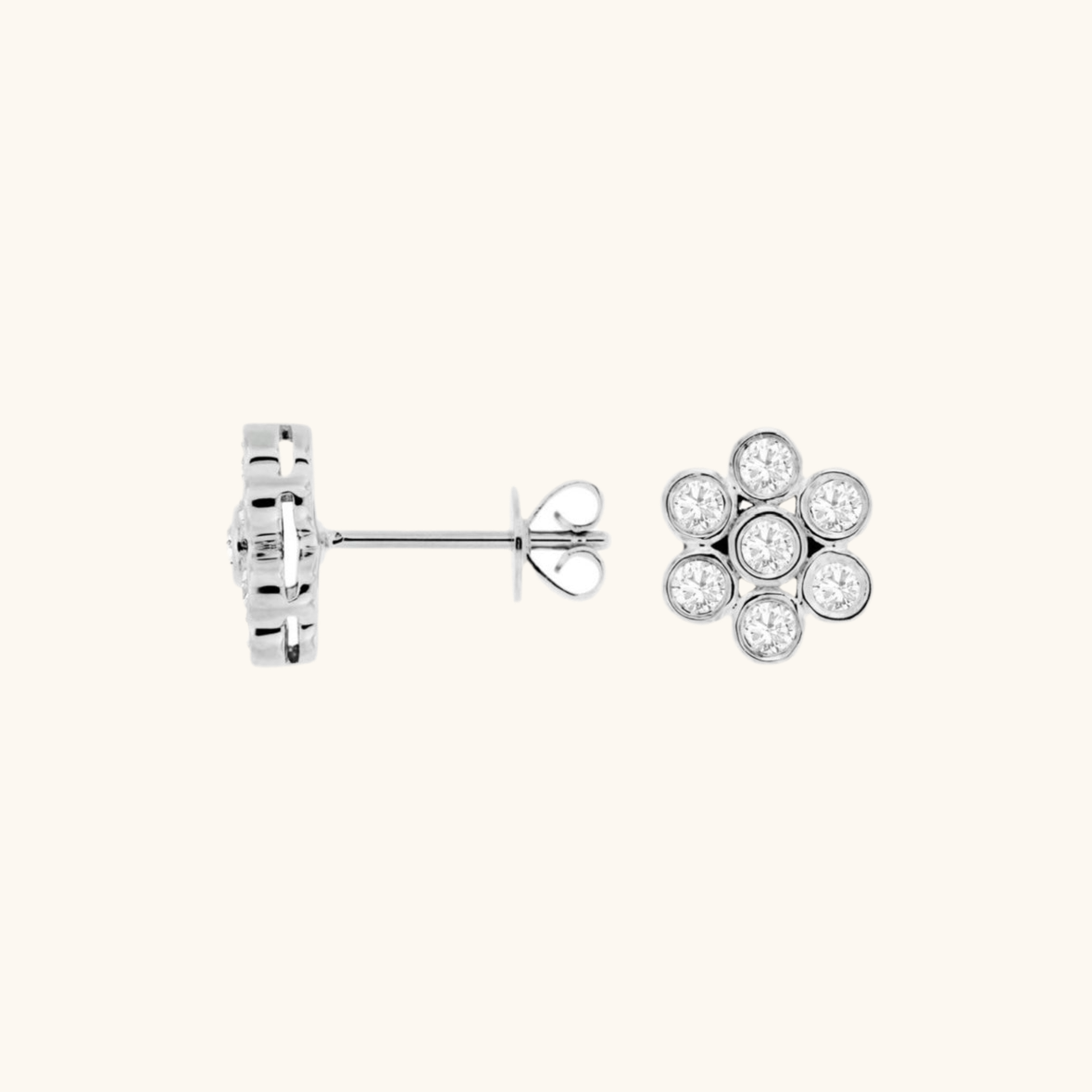 White Gold Diamond Earrings 14K