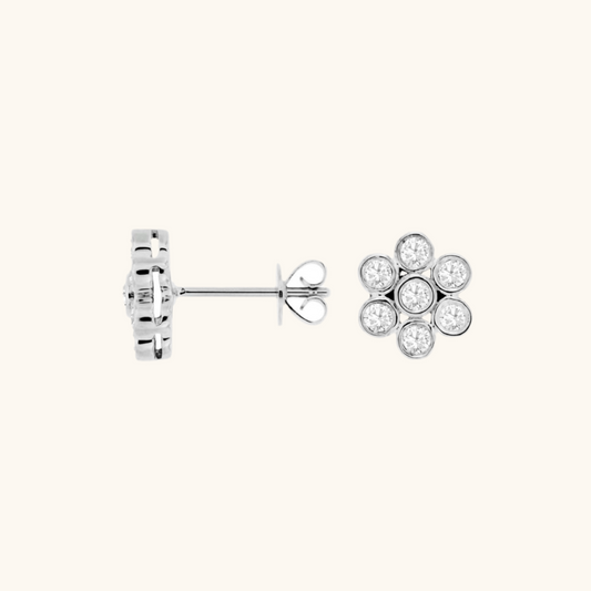White Gold Diamond Earrings 14K