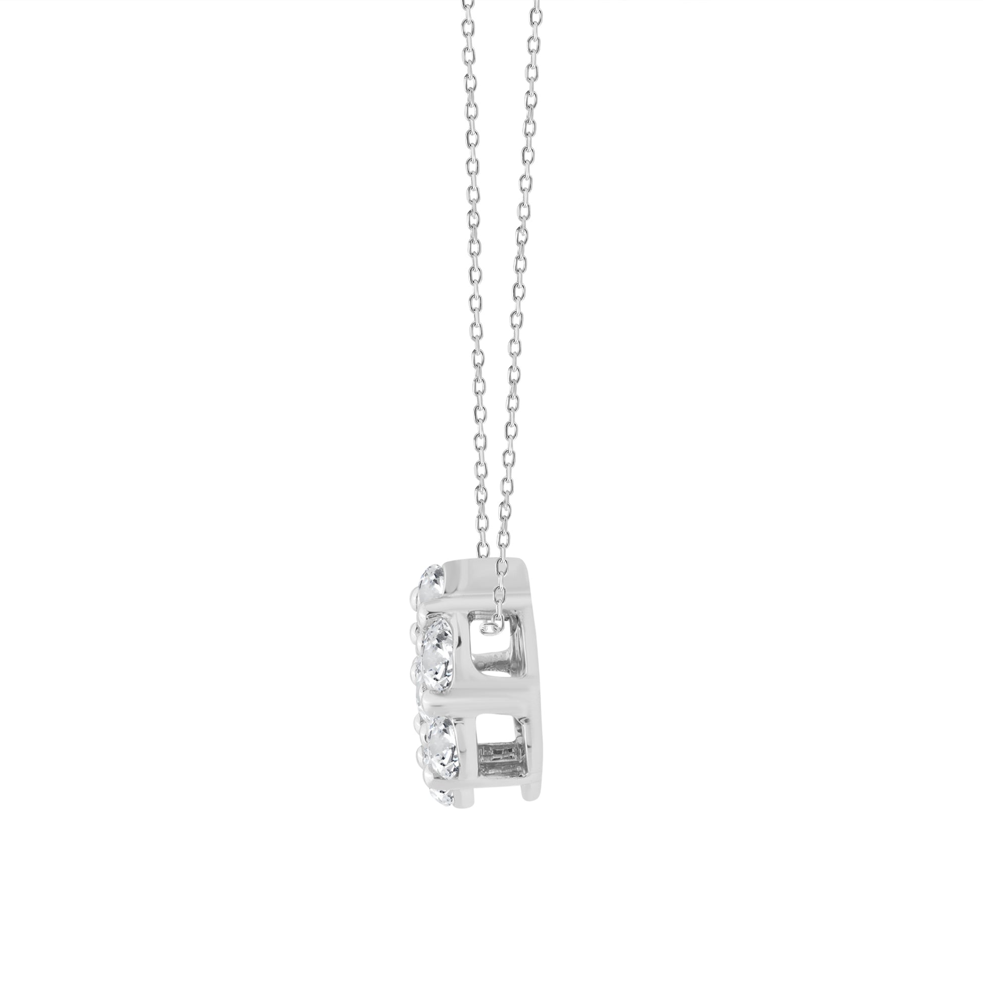 LADIES PENDANT WITH CHAIN 0.50CT ROUND DIAMOND 14K WHITE GOLD