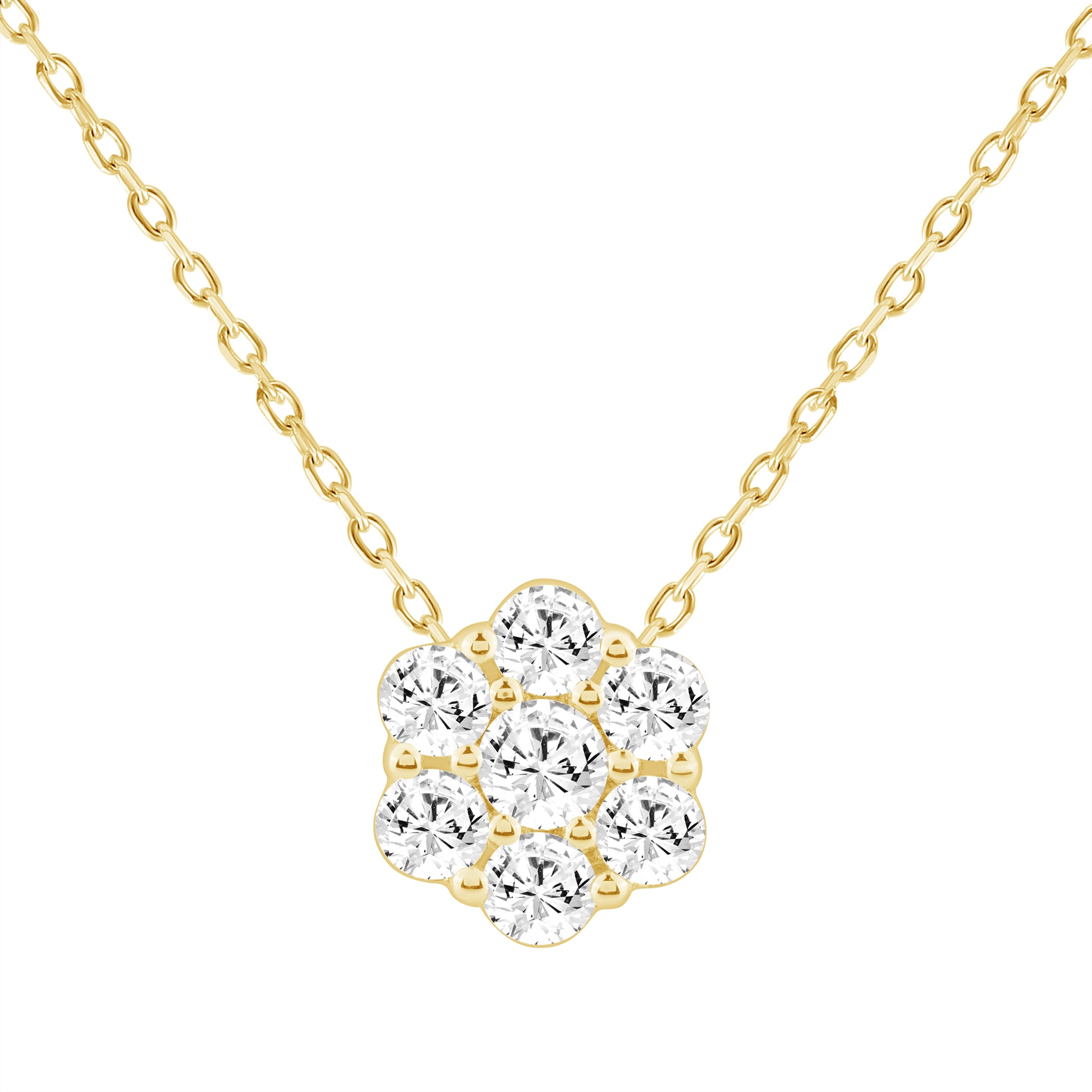 LADIES PENDANT WITH CHAIN 0.50CT ROUND DIAMOND 14K YELLOW GOLD