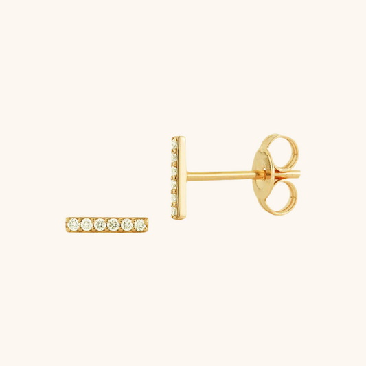 Small Diamond Bar Stud Earrings