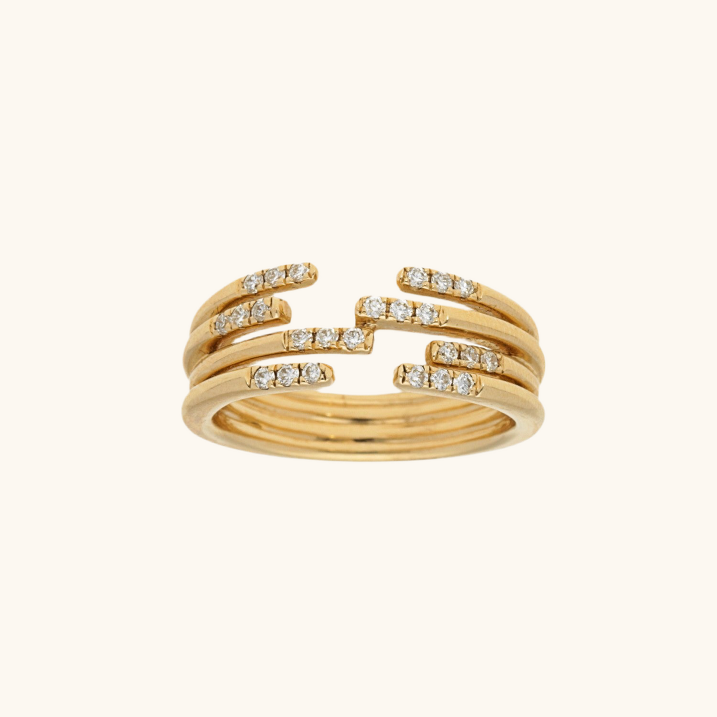 Multi Row Diamond Ring 14K