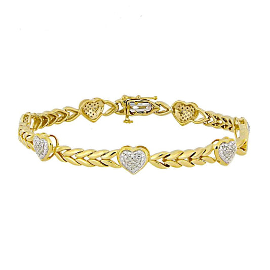 LADIES BRACELET 0.20CT ROUND DIAMOND YELLOW GOLD/STERLING SILVER