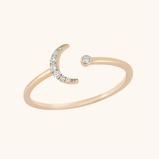 Tiny Moon Pave Diamond Ring