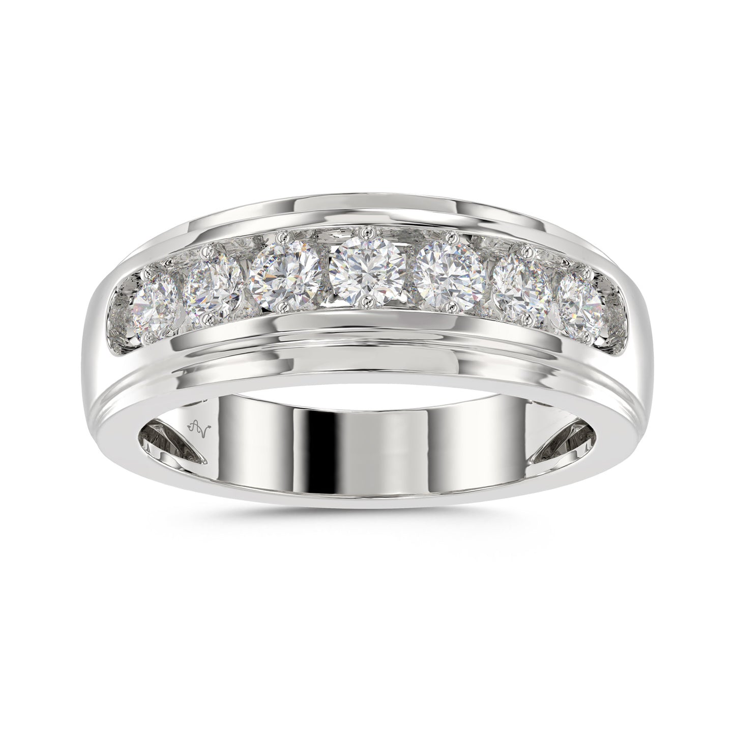 MEN'S BAND 1.00CT ROUND DIAMOND 10K WHITE GOLD