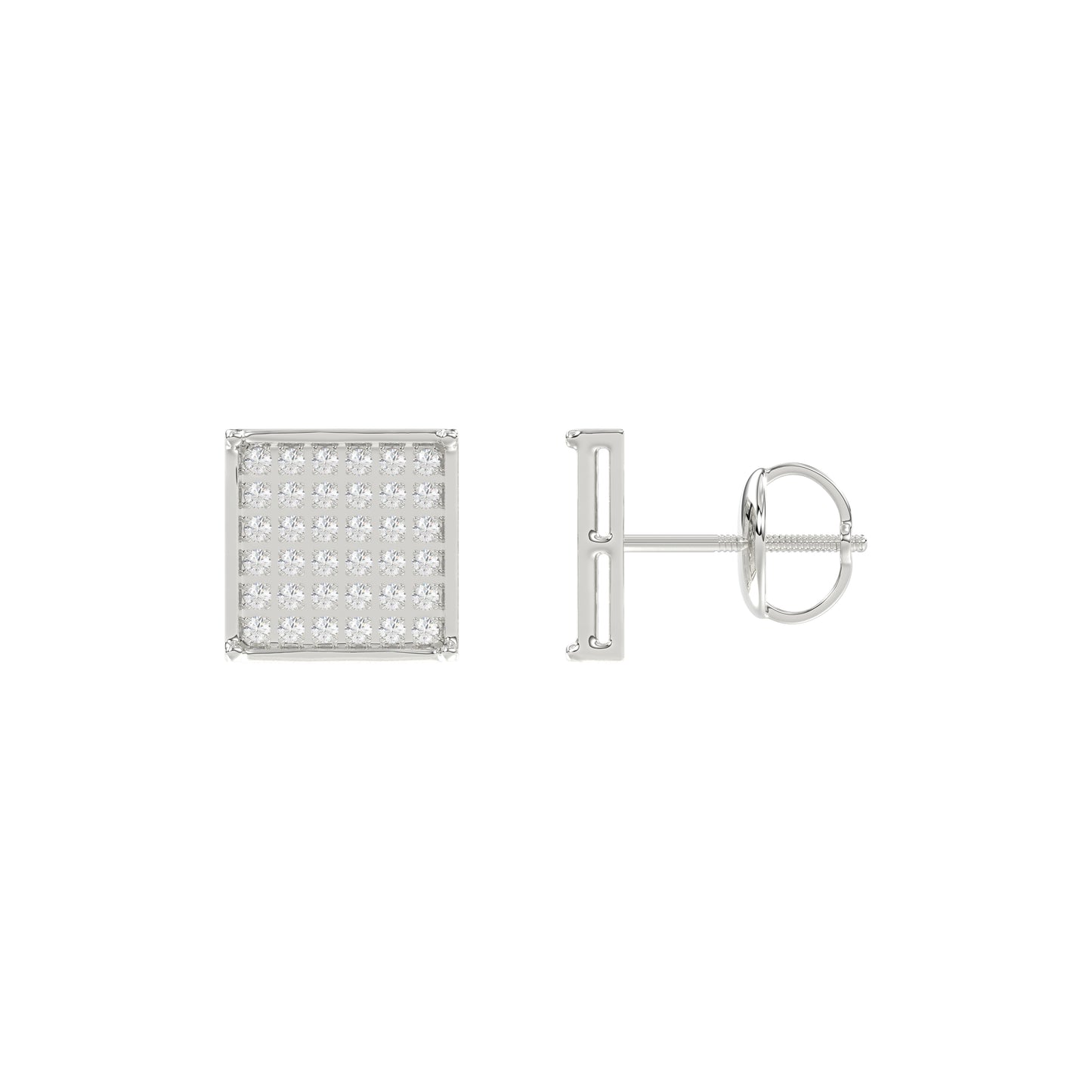 Sterling Silver White 0.25CT Round Diamond Yuva Square Cluster Earrings Women’S Fine Jewelry