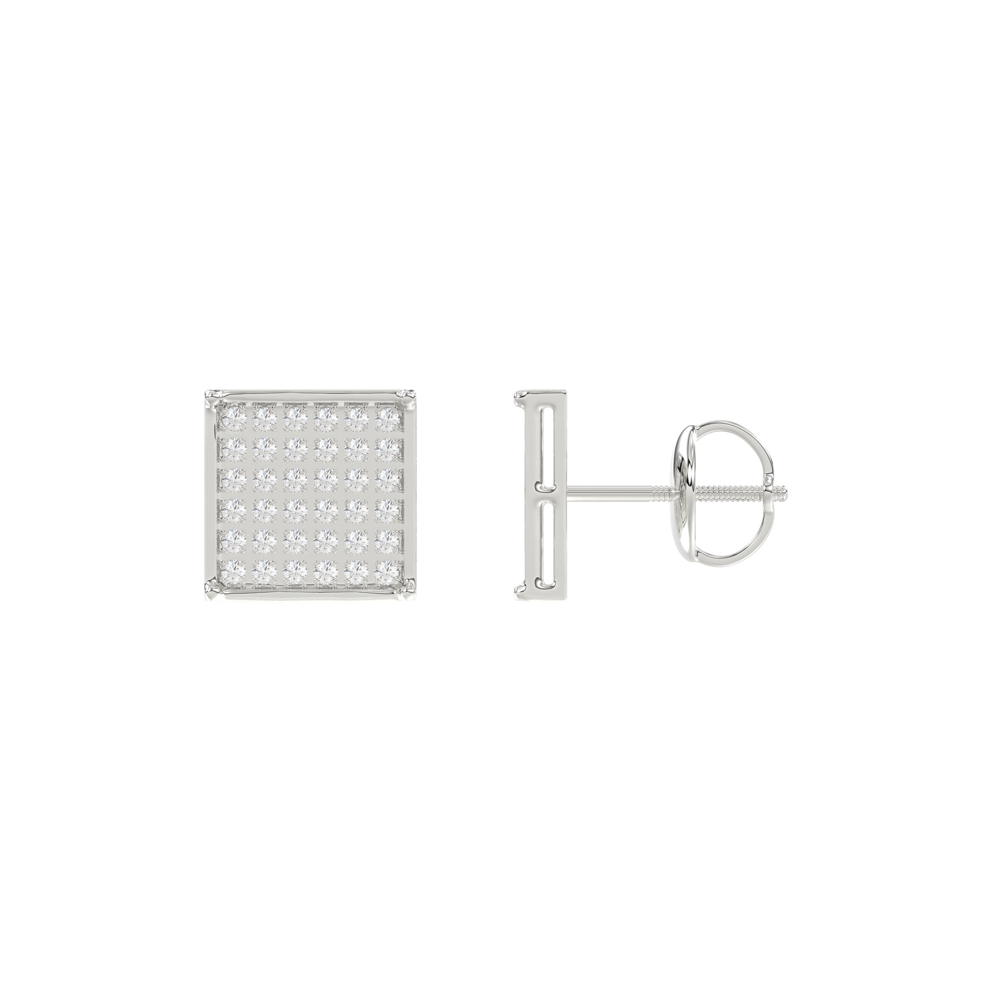 Sterling Silver White 0.25CT Round Diamond Yuva Square Cluster Earrings Women’S Fine Jewelry