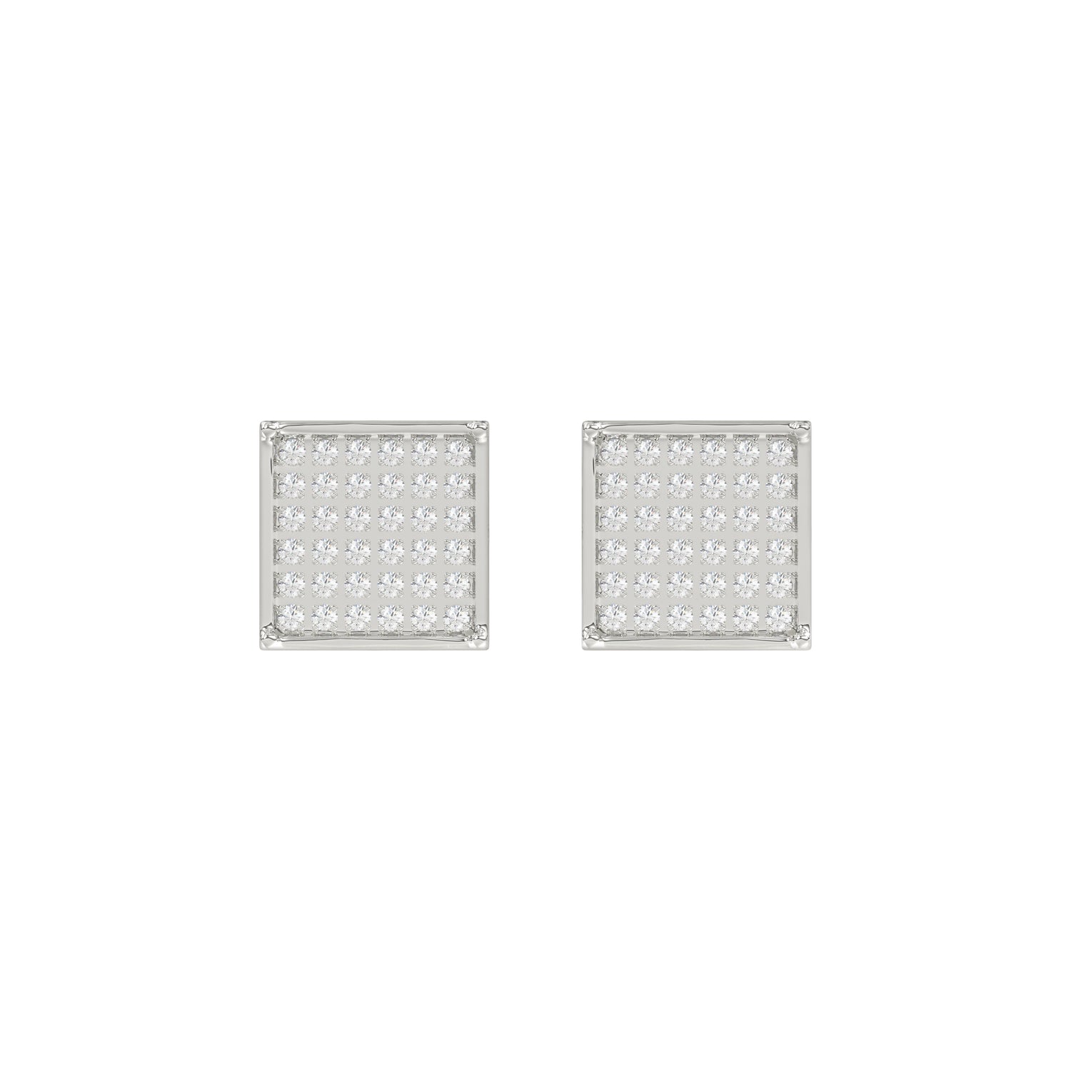 Sterling Silver White 0.25CT Round Diamond Yuva Square Cluster Earrings Women’S Fine Jewelry