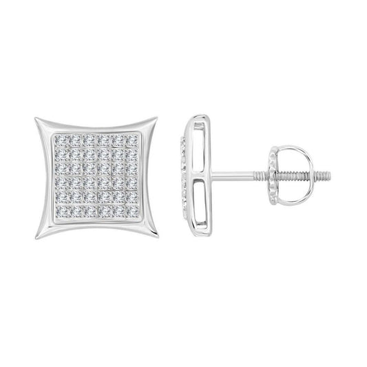 Sterling Silver 0.25Ct Round Diamond Kite Design Cluster Earrings Elegant Yuva Fashion Earrings
