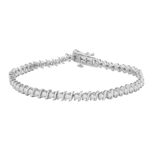 LADIES BRACELET 2.00CT ROUND DIAMOND 14K WHITE GOLD