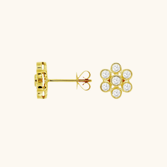 Yellow Gold Diamond Earrings 14K