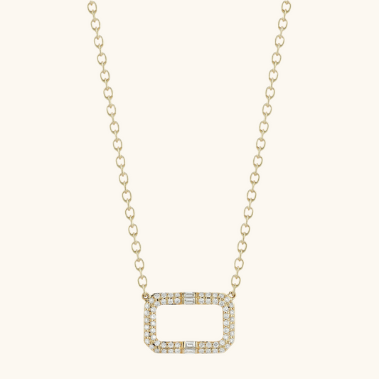 Open Diamond Rectangle Necklace 14K