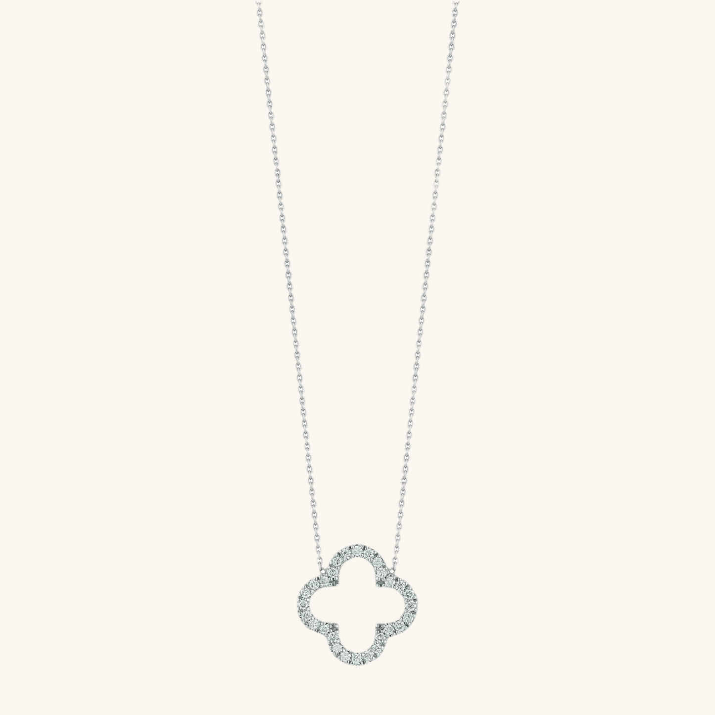 Diamond Pave Open Clover Necklace