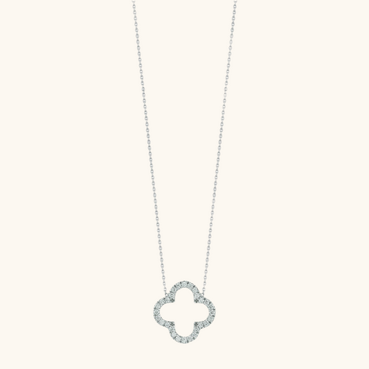 Diamond Pave Open Clover Necklace