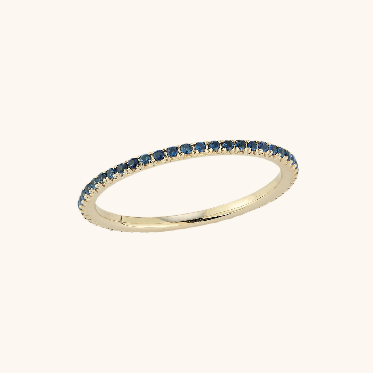 Yellow Gold Blue Sapphire Eternity Ring 14K