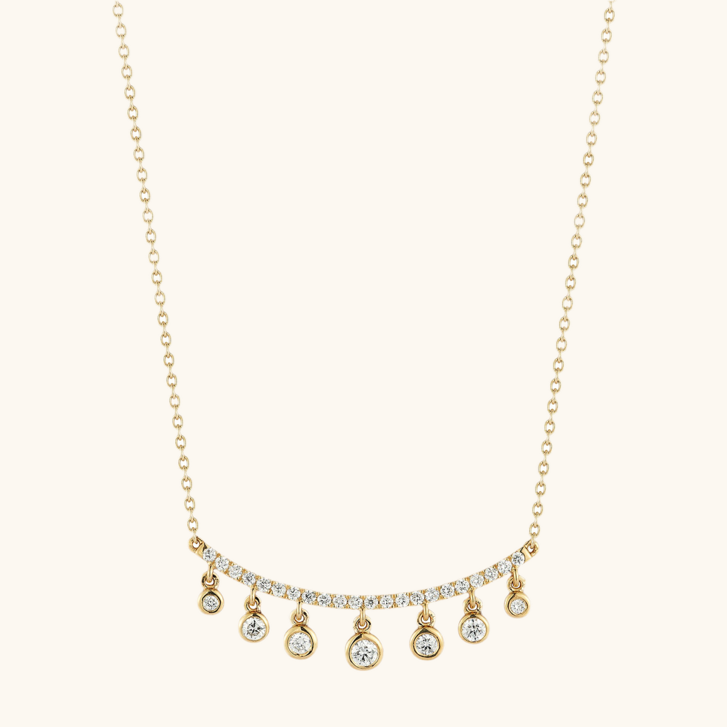 Diamond Bar Necklace with Diamond Dangles