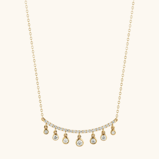 Diamond Bar Necklace with Diamond Dangles