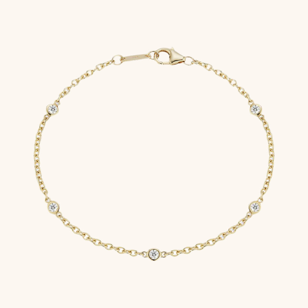 5 Polished Bezel Diamonds By the Yard Bracelet