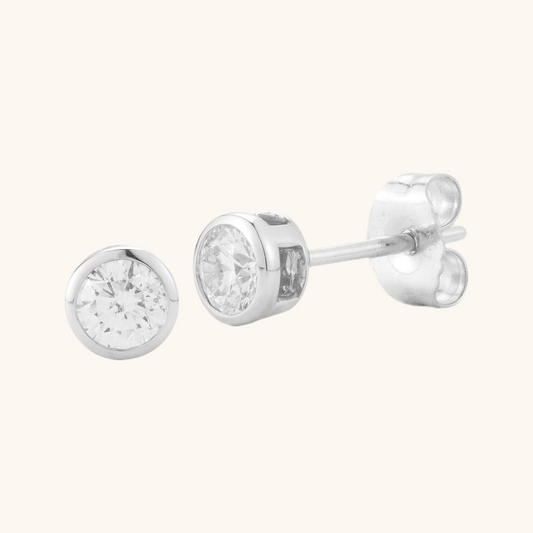 Plain Bezel Diamond Stud Earrings