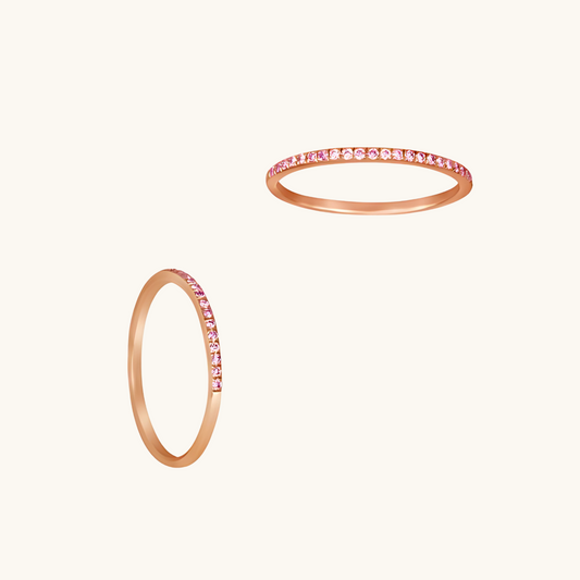 Rose Gold Round Pink Diamond Half-Eternity Band 14K