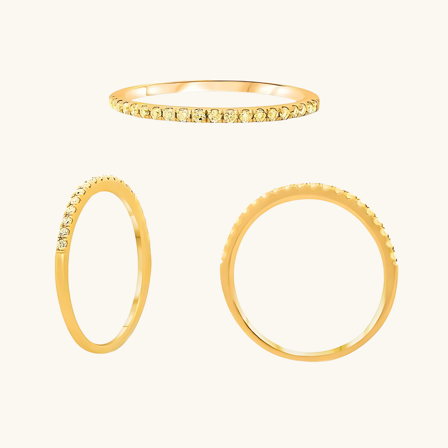 Yellow Gold Round Yellow Diamond Half-Eternity Band 14K