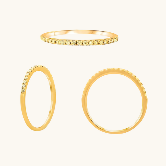 Yellow Gold Round Yellow Diamond Half-Eternity Band 14K