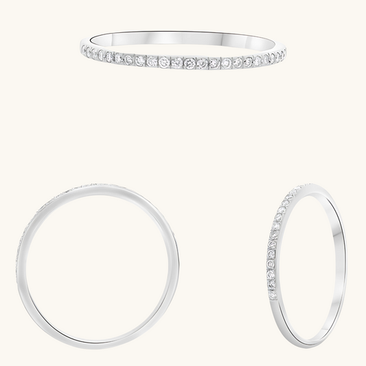 White Gold Round Diamond Half-Eternity Band 14K