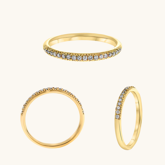 Yellow Gold Round Diamond Ring 14K