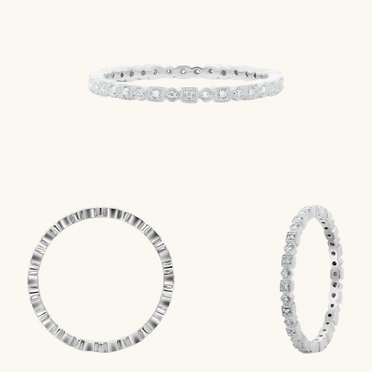 White Gold Geometric Eternity Band 14K
