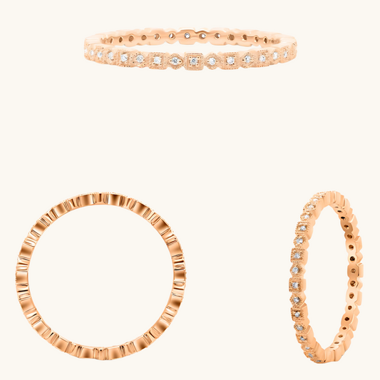 Rose Gold Geometric Eternity Band 14K