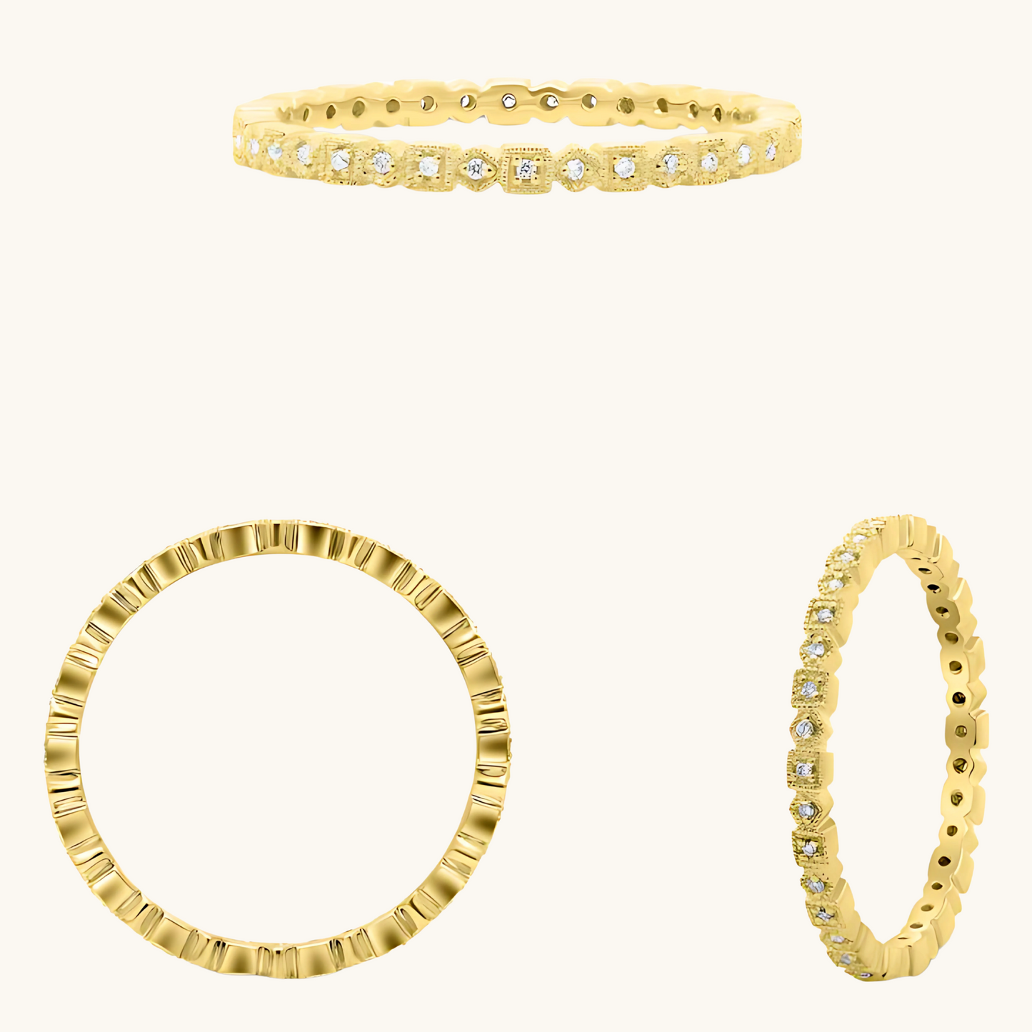 Yellow Gold Geometric Eternity Band 14K